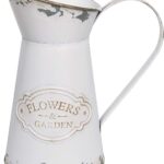 APSOONSELL Rustic White Metal Mini Milk Jug Vase, 7.87 inches tall, with an antique finish, displayed on a surface.