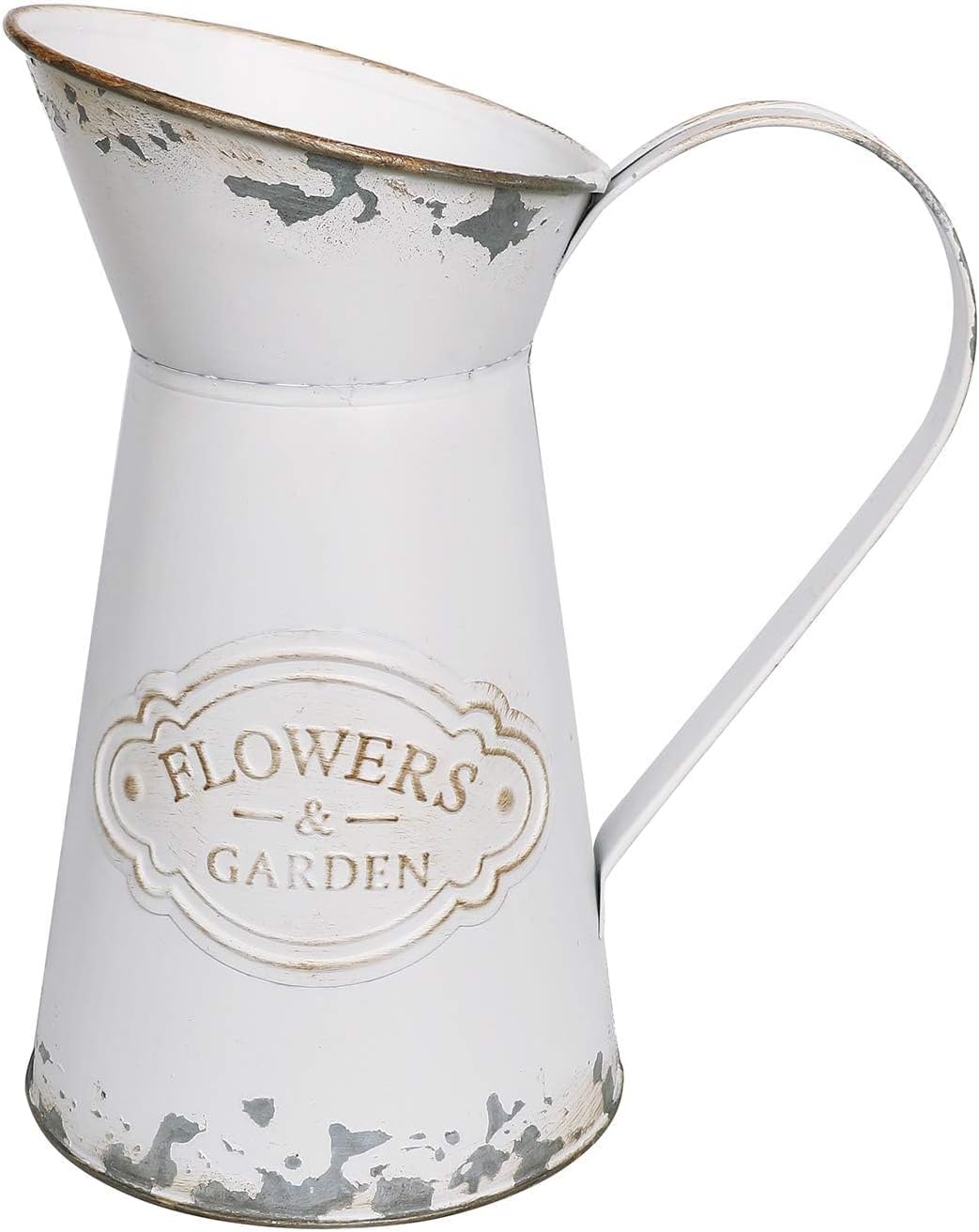apsoonsell-rustic-white-metal-mini-milk-jug-vase-7-87-tall-01 APSOONSELL Rustic White Metal Mini Milk Jug Vase, 7.87 inches tall, with an antique finish, displayed on a surface.