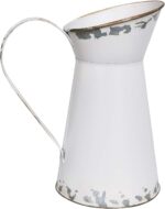 APSOONSELL Rustic White Metal Mini Milk Jug Vase, 7.87 inches tall, with an antique finish, displayed on a surface.