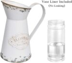 APSOONSELL Rustic White Metal Mini Milk Jug Vase, 7.87 inches tall, with an antique finish, displayed on a surface.