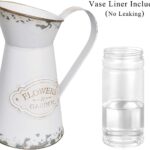 APSOONSELL Rustic White Metal Mini Milk Jug Vase, 7.87 inches tall, with an antique finish, displayed on a surface.