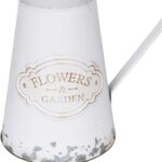 APSOONSELL Rustic White Metal Mini Milk Jug Vase, 7.87 inches tall, with an antique finish, displayed on a surface.