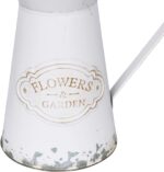 APSOONSELL Rustic White Metal Mini Milk Jug Vase, 7.87 inches tall, with an antique finish, displayed on a surface.