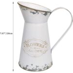 APSOONSELL Rustic White Metal Mini Milk Jug Vase, 7.87 inches tall, with an antique finish, displayed on a surface.