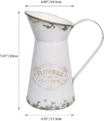 APSOONSELL Rustic White Metal Mini Milk Jug Vase, 7.87 inches tall, with an antique finish, displayed on a surface.