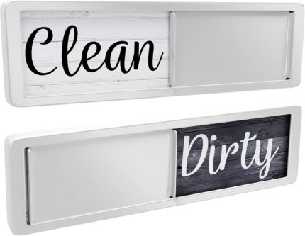 Brothers Bench black and white wood rustic farmhouse dishwasher magnet showing 'CLEAN' side with a sliding indicator