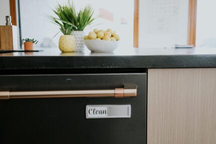 Brothers Bench black and white wood rustic farmhouse dishwasher magnet showing 'CLEAN' side with a sliding indicator