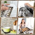 A complete 10-piece Fourluoo farmhouse kitchen decor set featuring brown gray towels, rugs, oven mitts, and pot holders.
