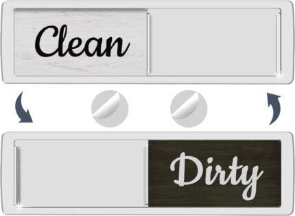 An A-silver Oxepleus Clean Dirty Dishwasher Magnet with a rustic farmhouse design, showing 'Clean' on one side.